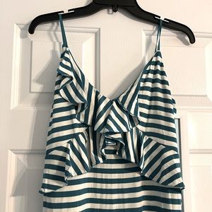 Green & White Stripe Peplum Maxi Dress Size L
